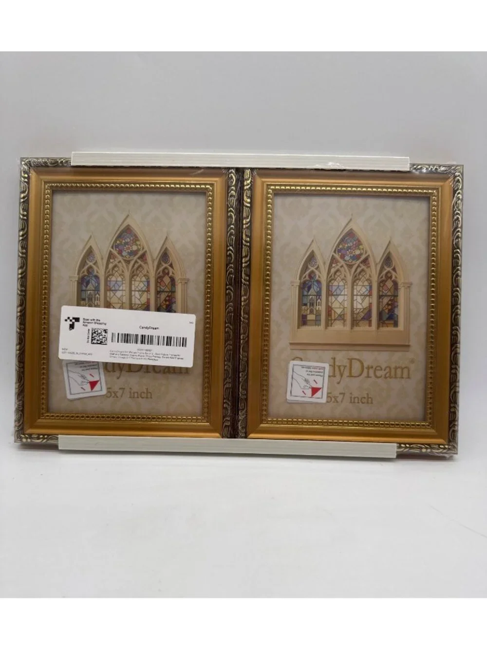 Double 5x7 Gold Ornate Picture Frame Decorative Border Easel Tabletop Wall